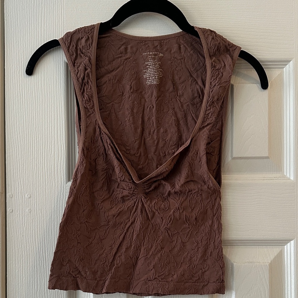 Free People Textured Brown Tank Top